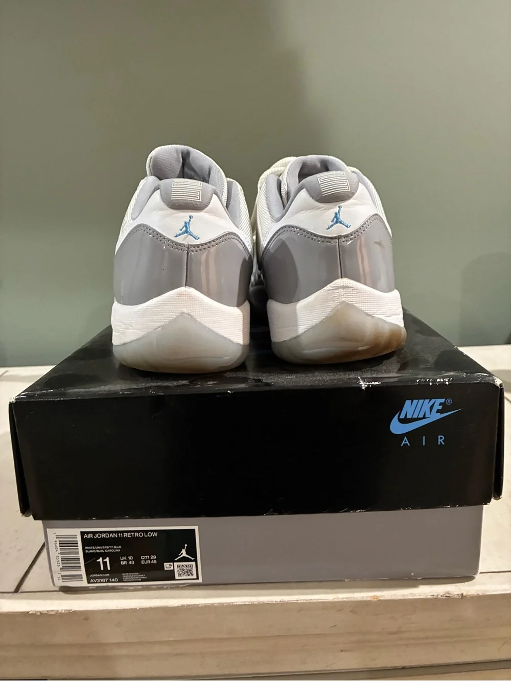Jordan 11 Retro Low-Top Sneakers in White and Cement Gray size 11 with box